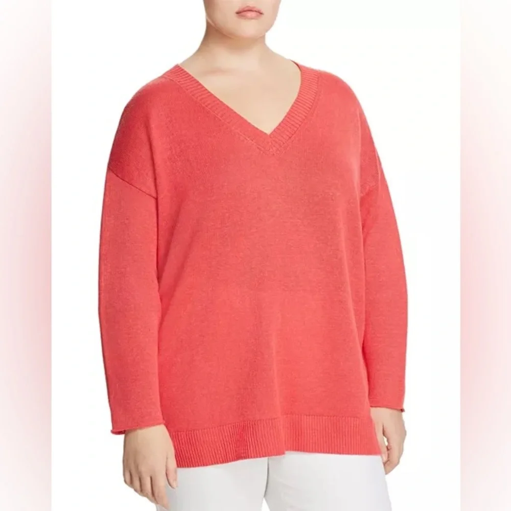 Eileen Fisher Organic Linen Coral Sweater size Medium